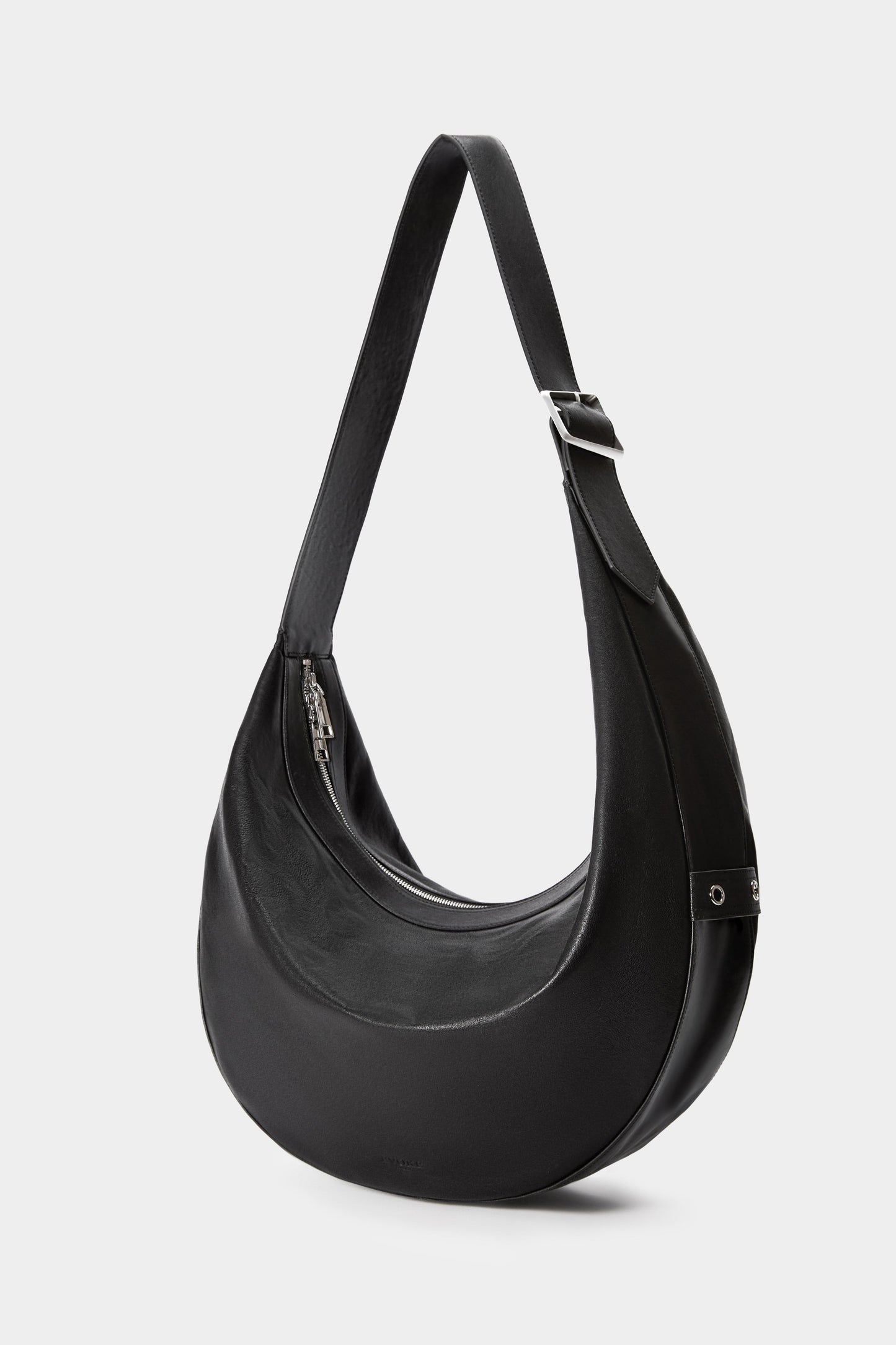 Large Crescent Leather Cross Body Bag