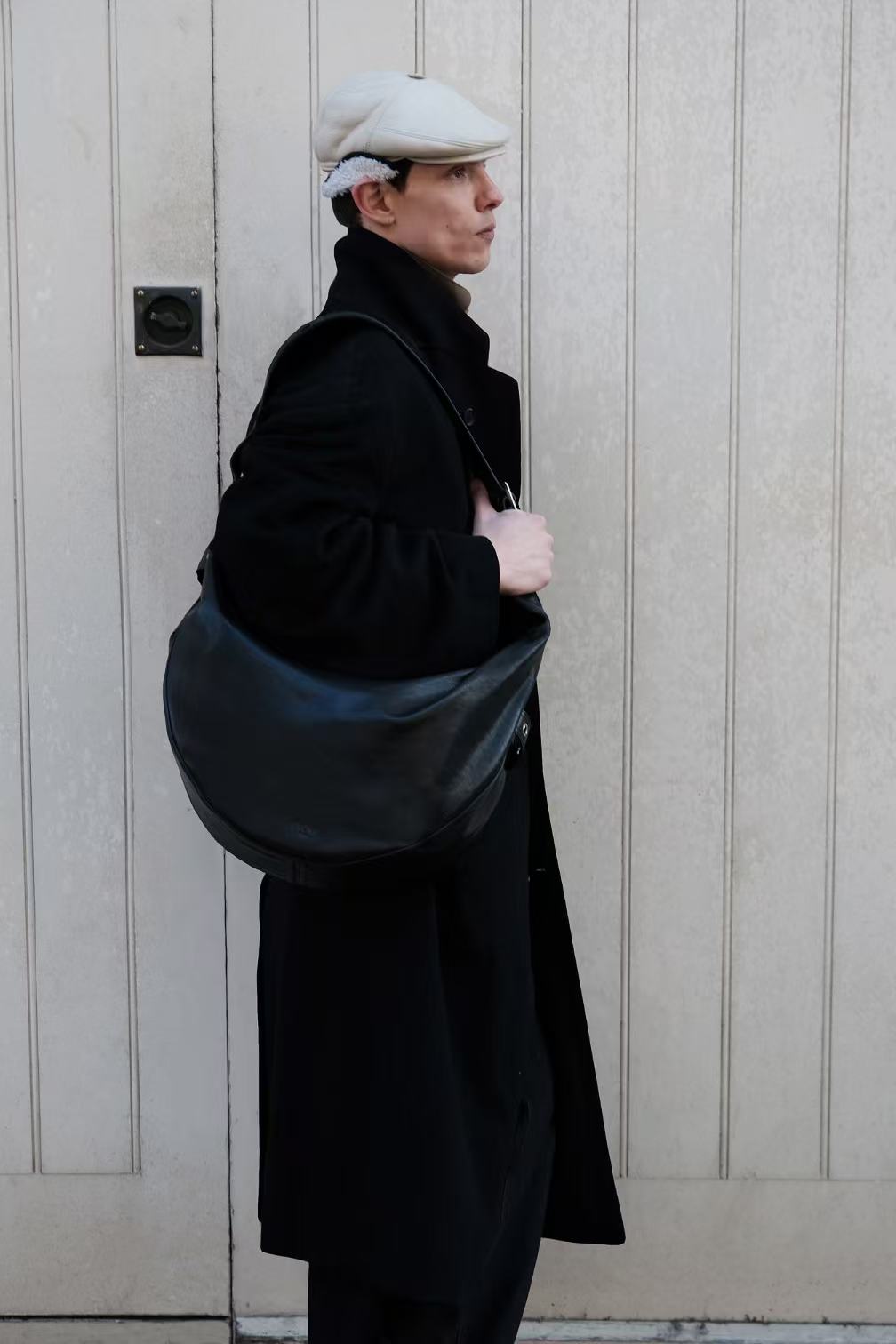 Large Crescent Leather Cross Body Bag