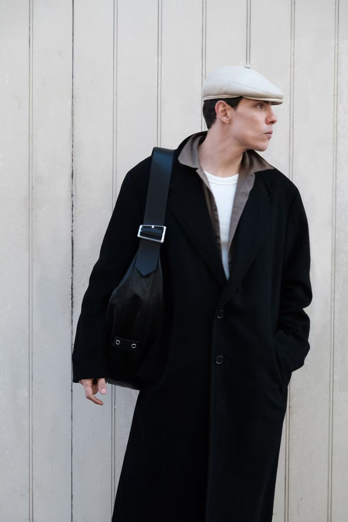 Large Crescent Leather Cross Body Bag
