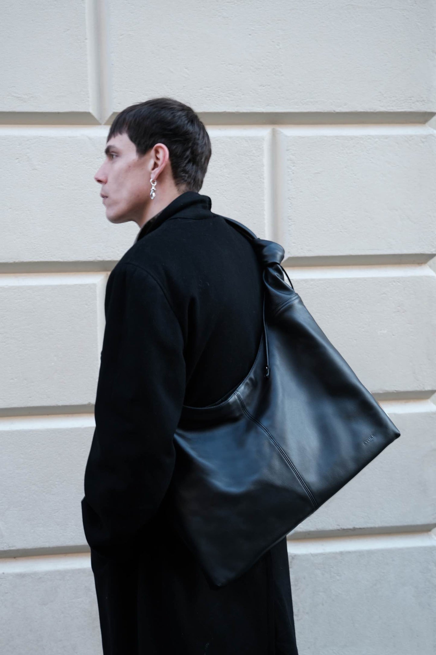 Knotti Leather Hobo Bag with Detachable Earrings